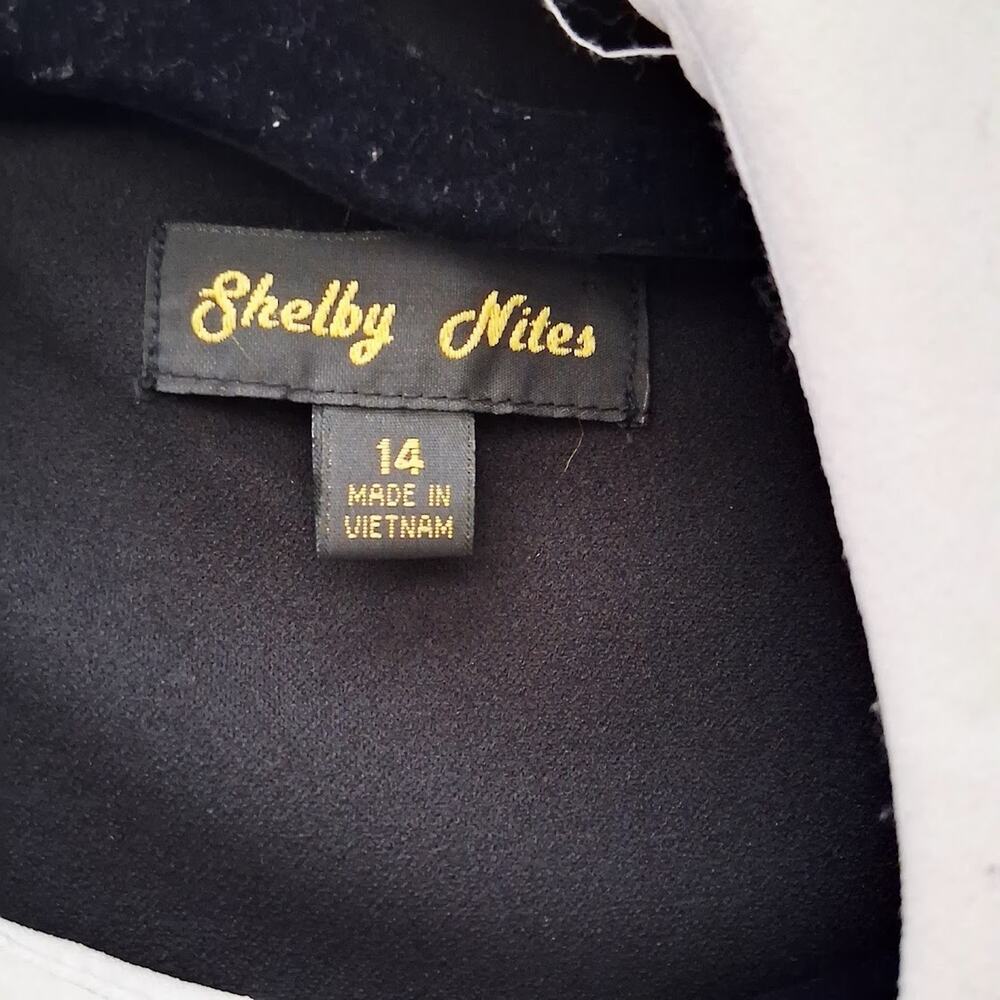 Shelby Nites Dress Size 14 Black White Collar Cuffs Wednesday Addams Modest Shea - Picture 8 of 10